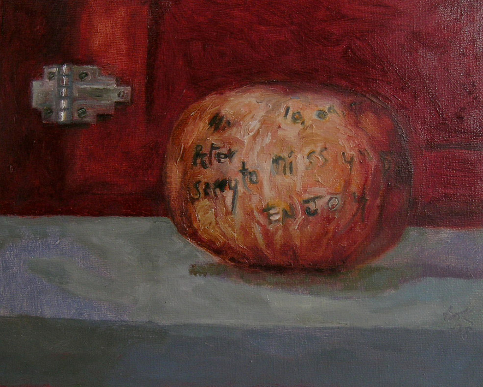 2008 The message pumpkin  30x 21 cm SOLD